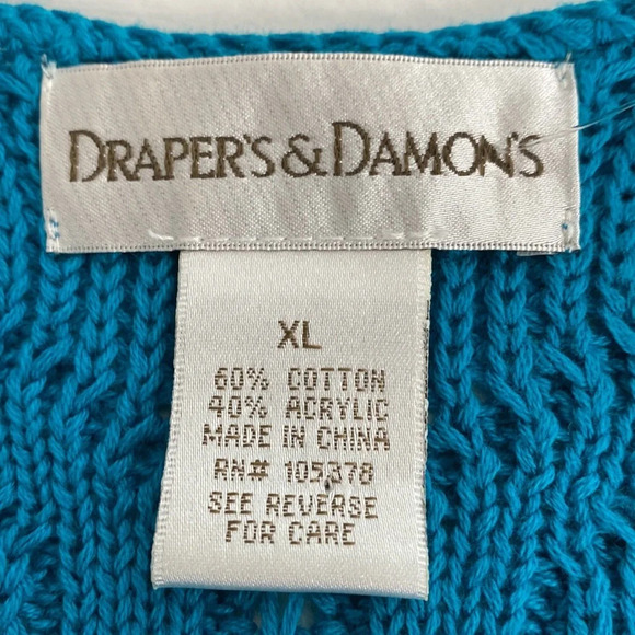 Draper’s & Damon's Short Sleeve Open Front Draped Waterfall Knit Cardigan Sz XL - Picture 5 of 6